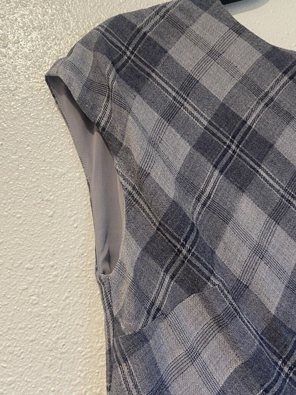 Sundance Womens Cap Sleeve a Line Dress Gray Plaid Dress - Picture 4 of 16
